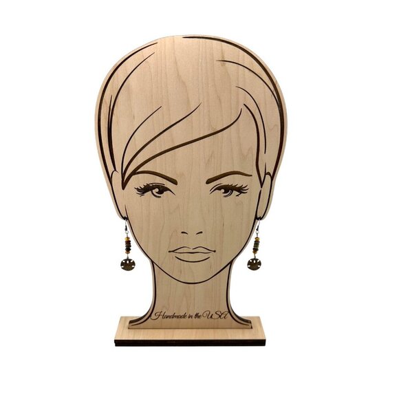 Rustic Natural Brass Sand Dollar Earrings Jasper Beaded Czech Glass Copper Hooks - Picture 7 of 10